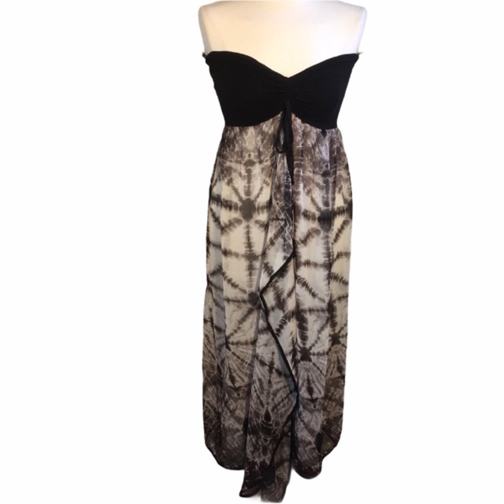 Ravirya coverup - dress large tube top sheer open front black white size…